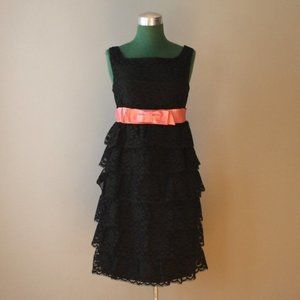 1960s Tiered Black Lace Mini Party Dress